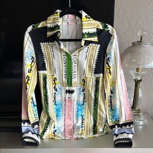 MARY KATRANTZOU button down print blouse